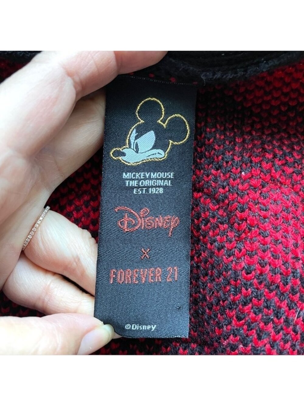 Disney x Forever 21 Mickey Mouse Checkered Cardigan Sweater - Large - Picture 5 of 9